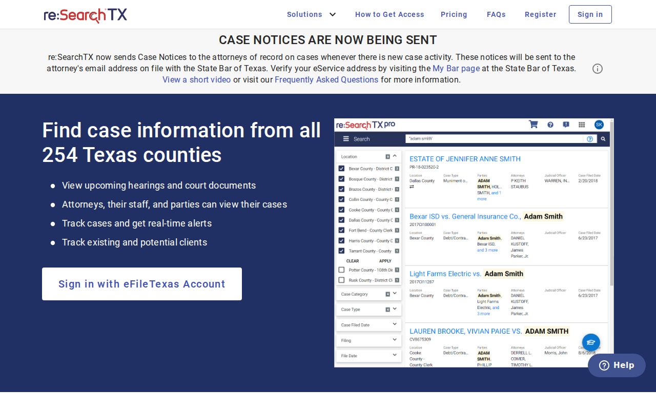Hansford County docket search re SearchTX sign-in