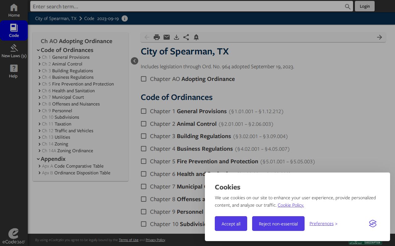 Spearman court records municipal code chapters
