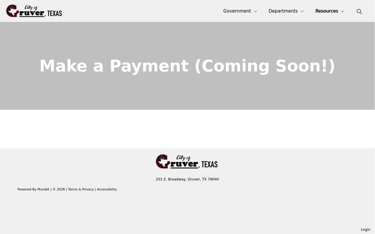 Gruver court records payment page marked coming soon